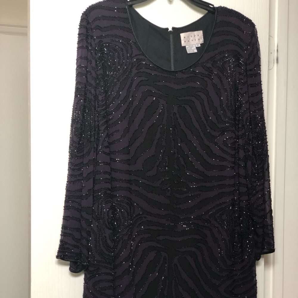 Date night (midnight black & plum) sequenced dress